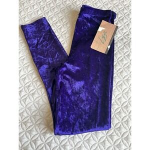 Leos Dancewear Purple Crushed Velvet Vintage Leggings Dance Pants Womens Large